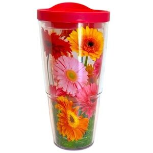 Tervis Double Wall Insulated Tumbler with a Bright Gerbera Print.  Size = 24 Oz.